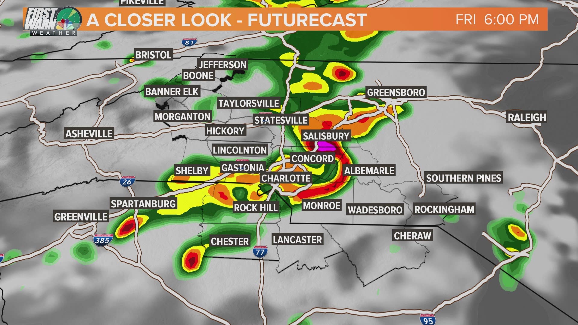 Friday futurecast radar for severe storms