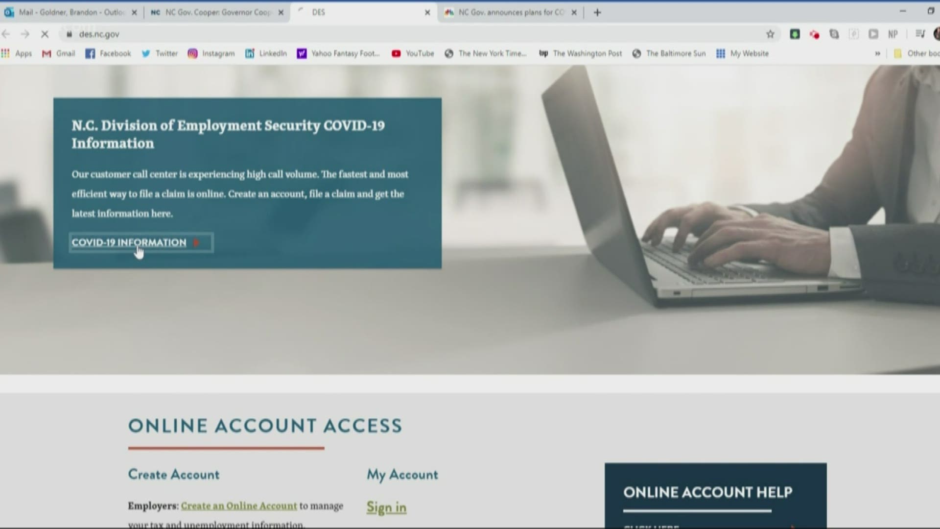 Cooper said the state has received approximately 270,000 claims in the past two weeks, most of them related to COVID-19 as businesses close or scale back.