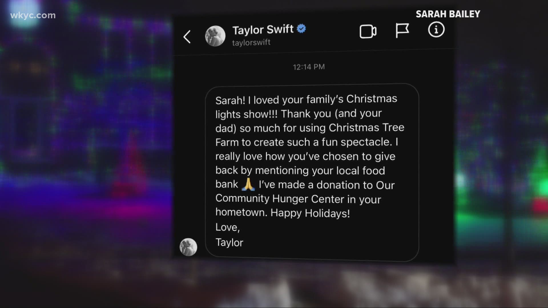 Taylor Swift donates to Twinsburg food bank after fan creates Christmas display inspired by one of her songs