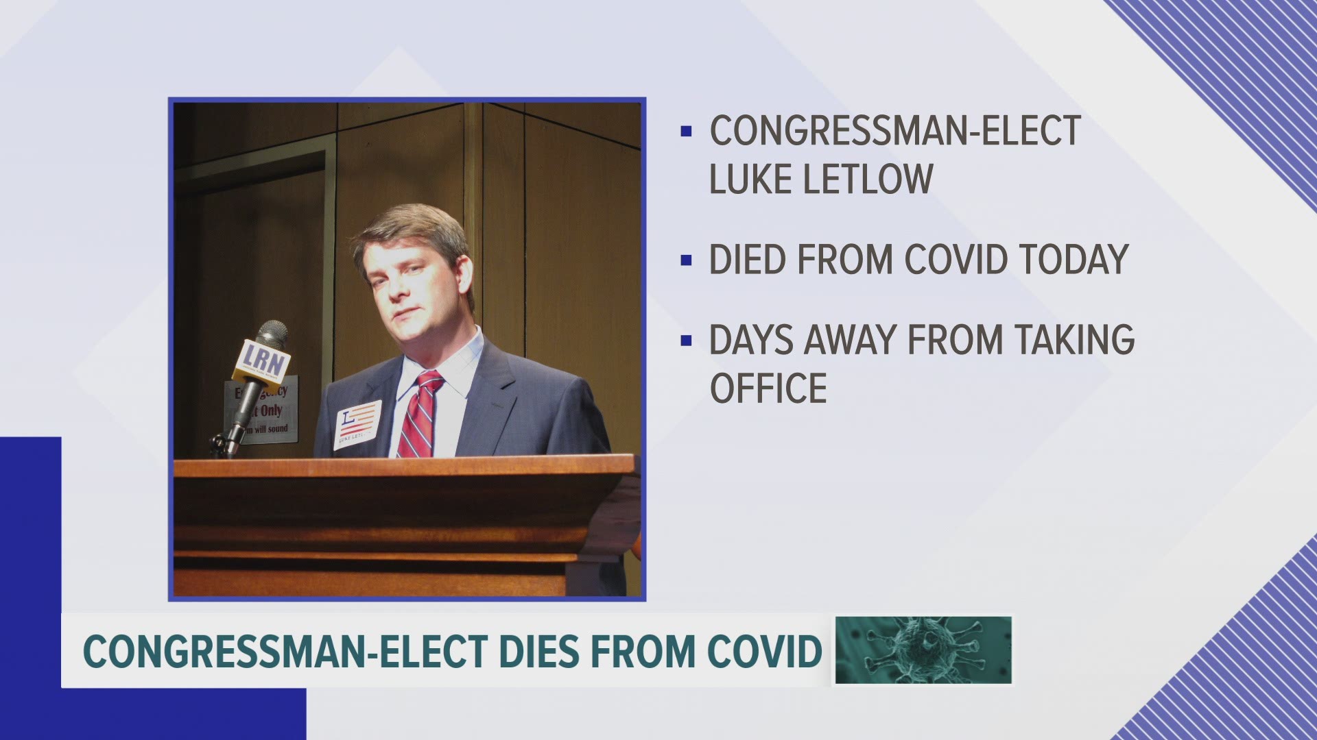 Republican Louisiana congressman-elect Luke Letlow, 41, died Tuesday from COVID-19 complications, just days before being sworn in.