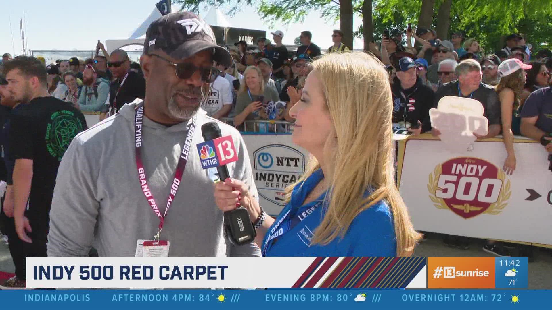 Recording artist Darius Rucker joined Laura Steele on the Red Carpet before Sunday's Indy 500.
